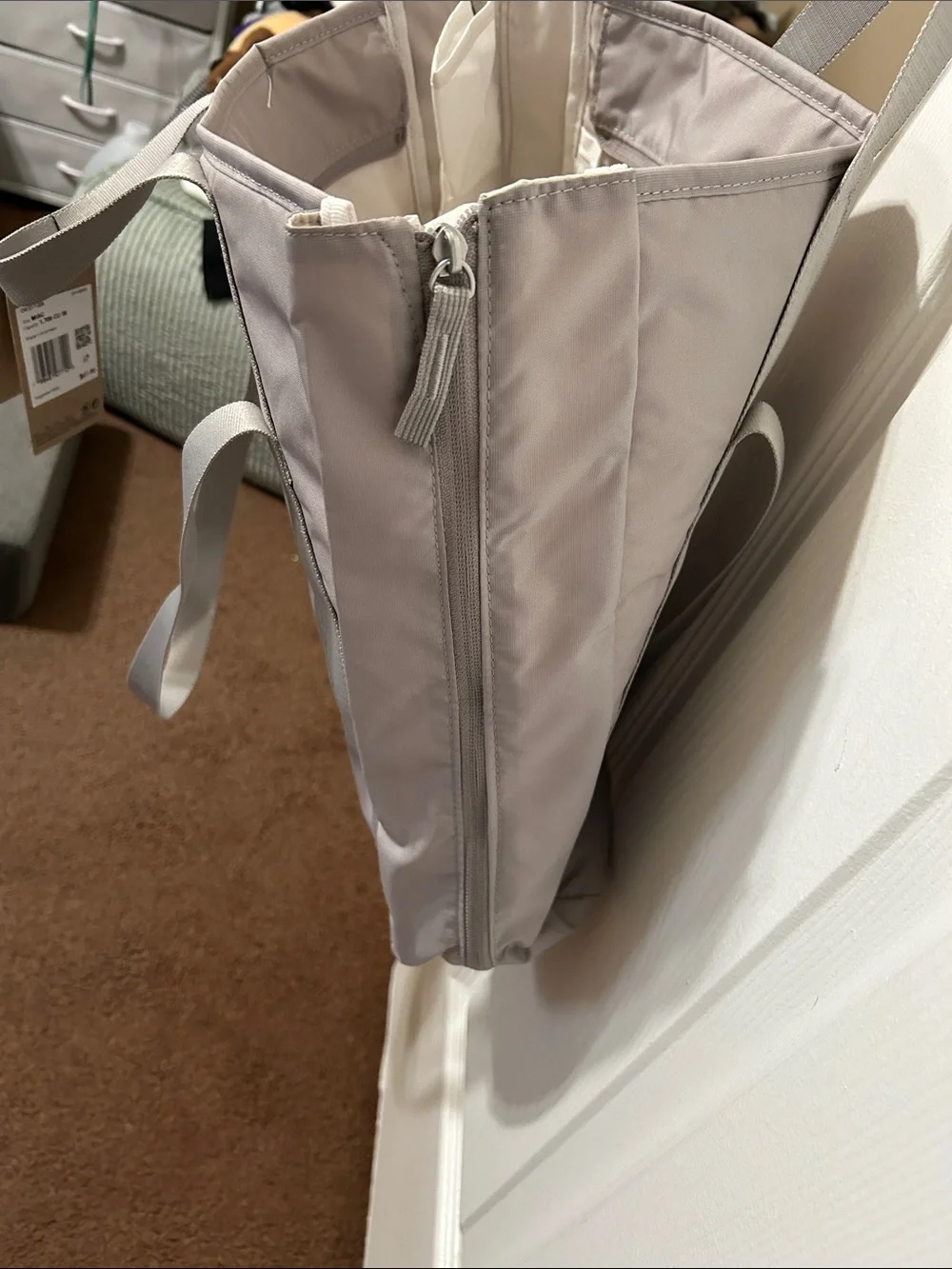 Nike Tote Bag in Taupe with White Swoosh